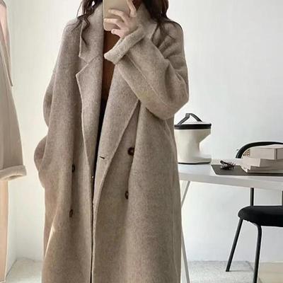 Casaco feminino de caxemira dupla face de lã de avestruz para bebê de inverno