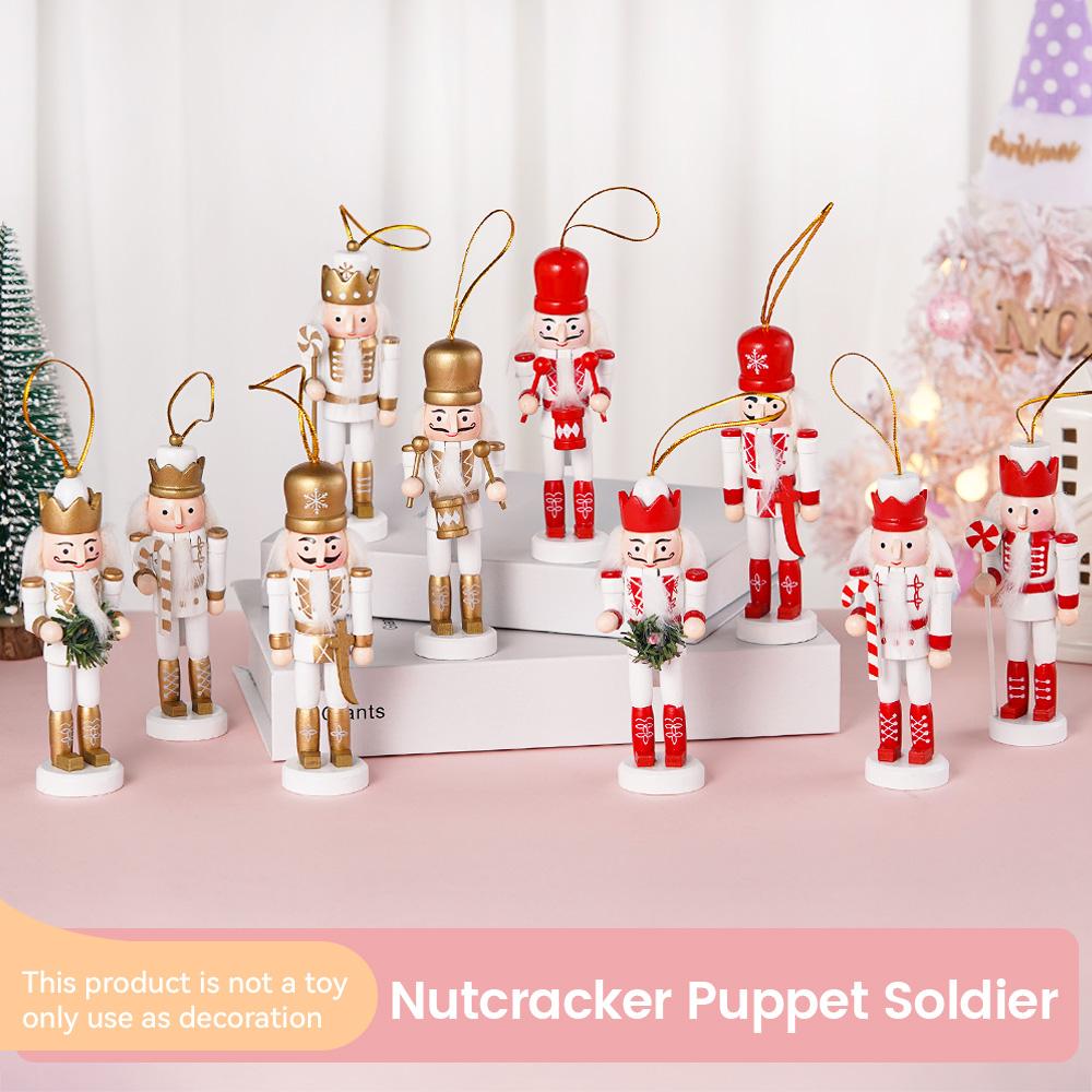 

Classic Nutcracker Doll 12cm - Handmade Christmas Ornaments for Tree Mantel, Holiday Home Decor Gift Red Gold Table Ornaments