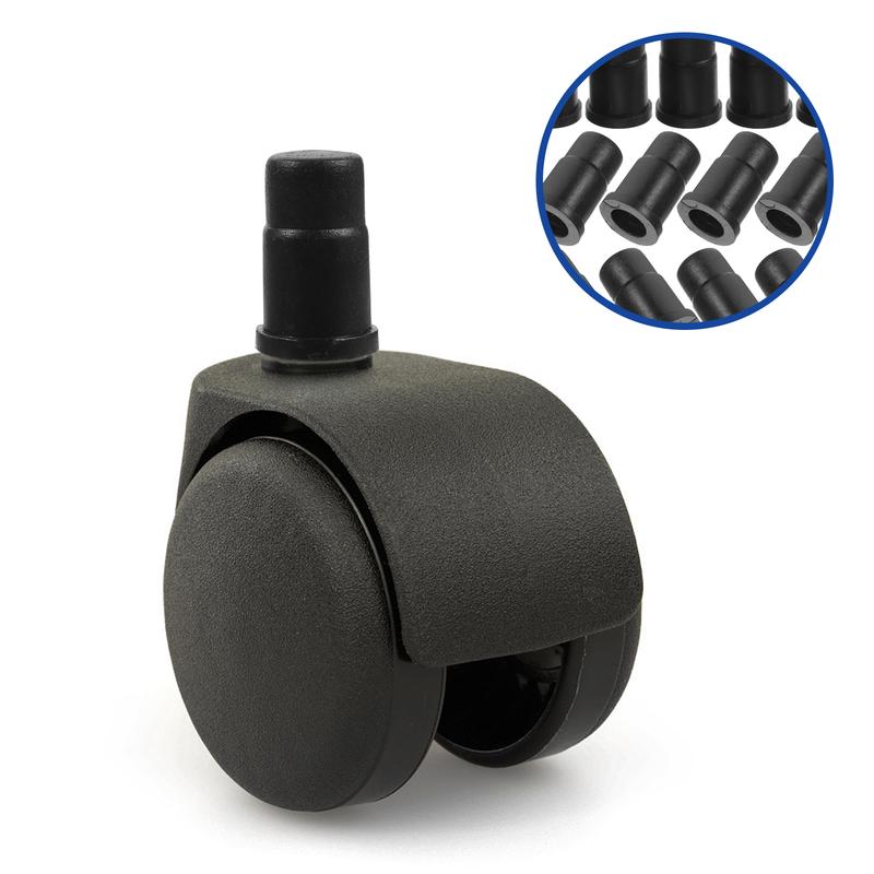 40Pcs Caster Socket Wheel Cap Furniture Casters Stem Insert Sleeve Office Chair Leg Mounting Plastic Covers Hardware Accessories