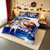 "Basketball Star Portrait with Blue Theme Bedding Set (1 Duvet Cover, 2 Pillowcases, Duvet Not Included) Sofas"