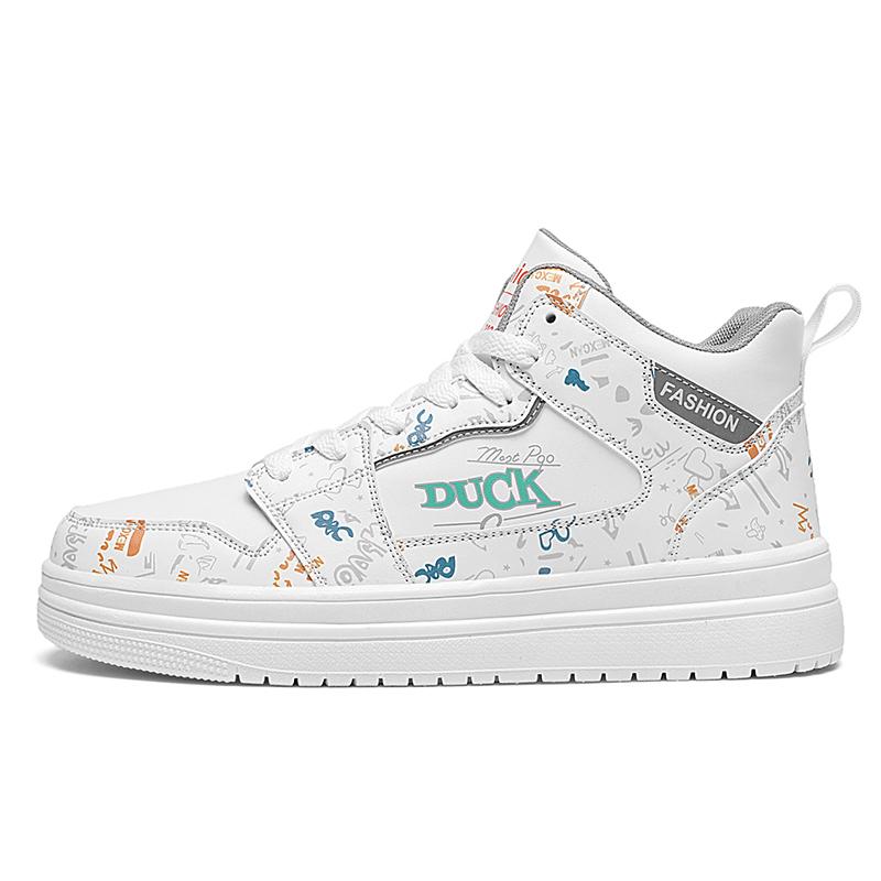 Fashion Blue Cartoon Skateboard Shoes Men Kids High Top Skate Sneakers Men Casual Platform Leather Trainer Anime Sneakers Male