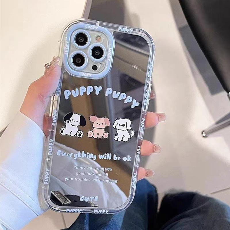 

Blue Frame Three Dogs for IPhone17promax Cream Mirror Phone Case Oil 16 Brand New 15 Cartoon 14 For Apple 6