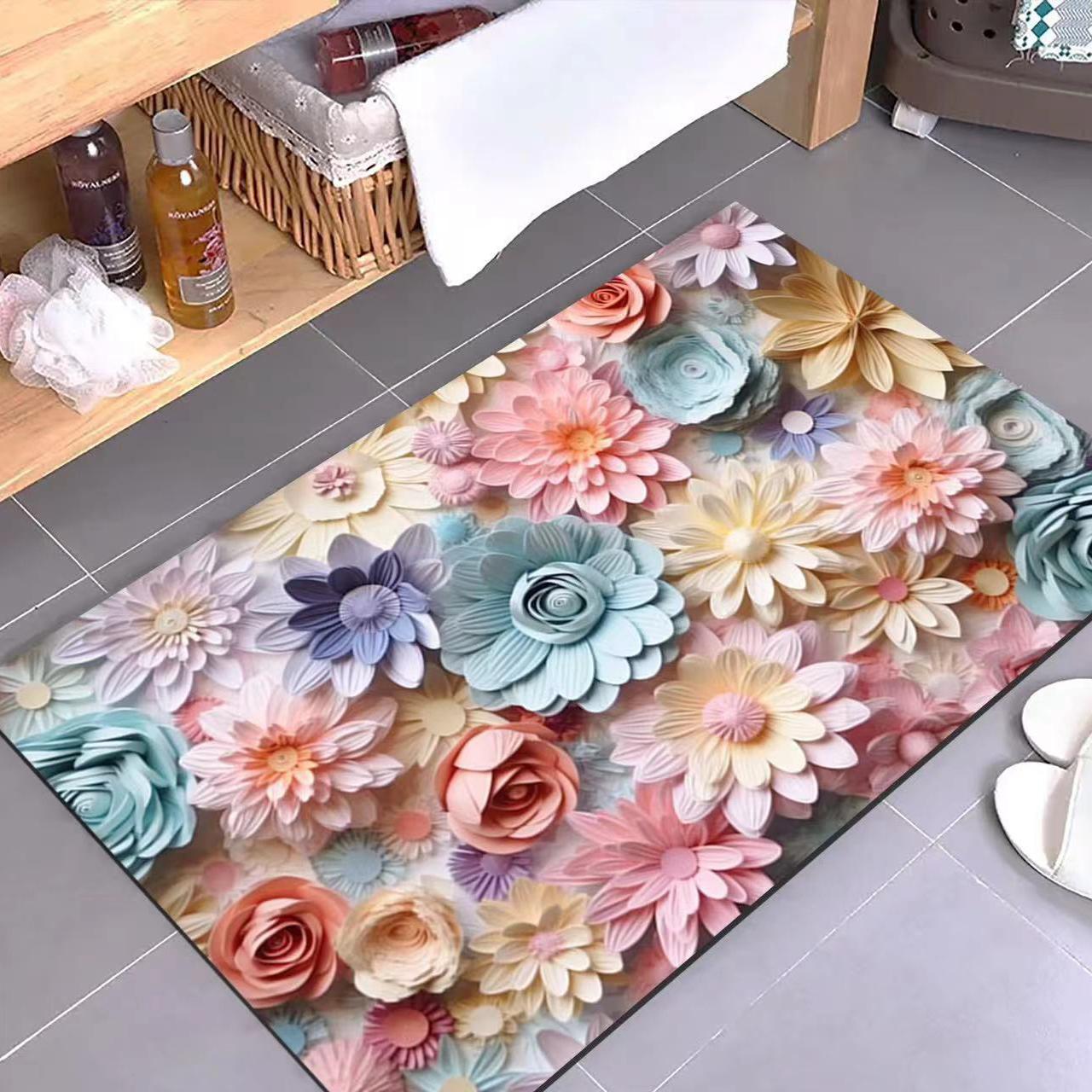 

Тривимірна квітка Діатоміт Килимки для ванної кімнати Діатоміт Протиковзке взуття Вбирає килими для ванної кімнати 40*60