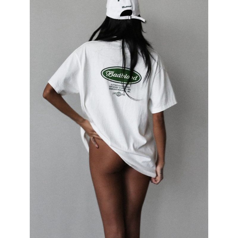 South Korea Badblood Sexy T-shirt Women's Summer Short Sleeve Print Loose Leisure Sports Niche Top Tide