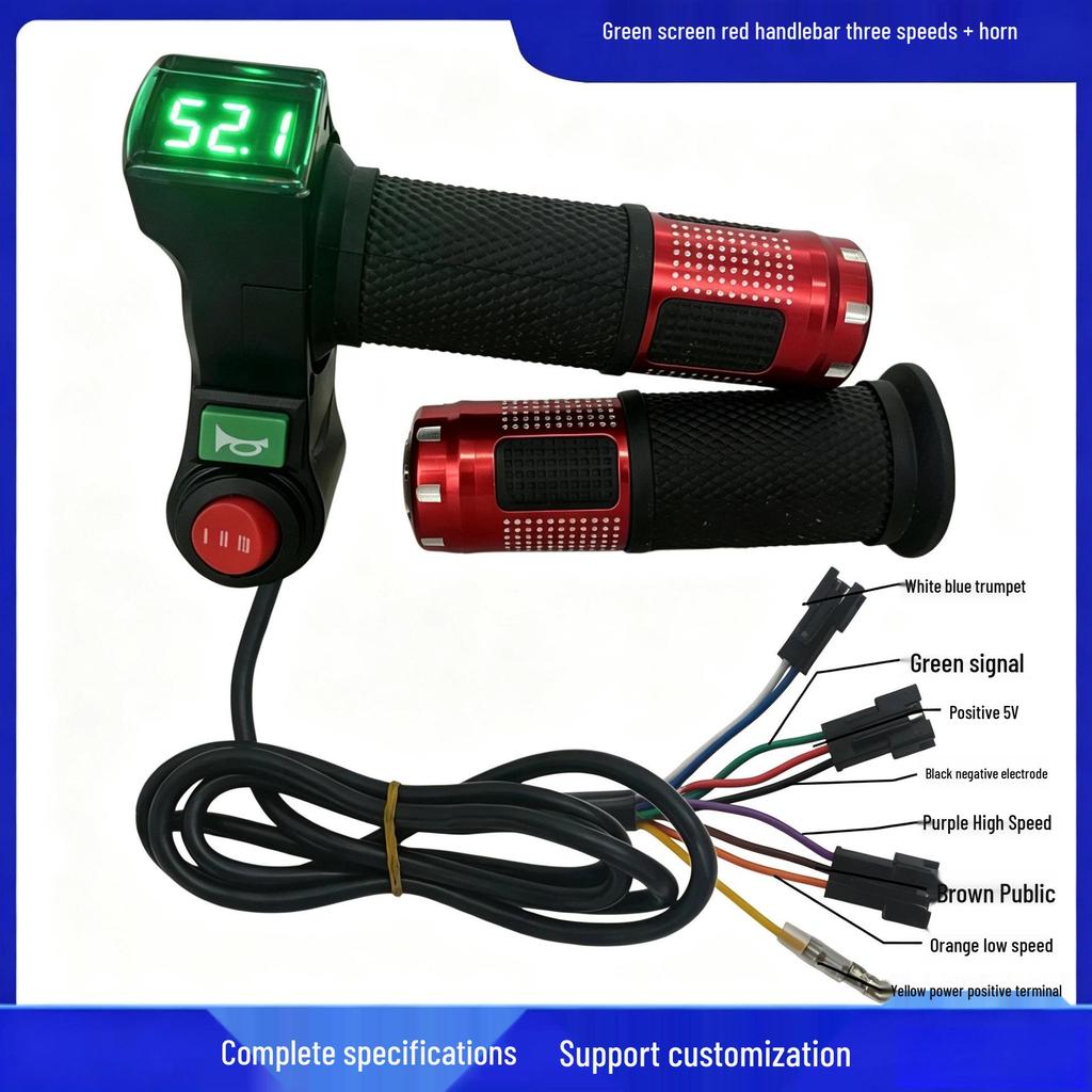 Three-Speed Electric Bicycle Throttle Grip with Horn and Voltage Display