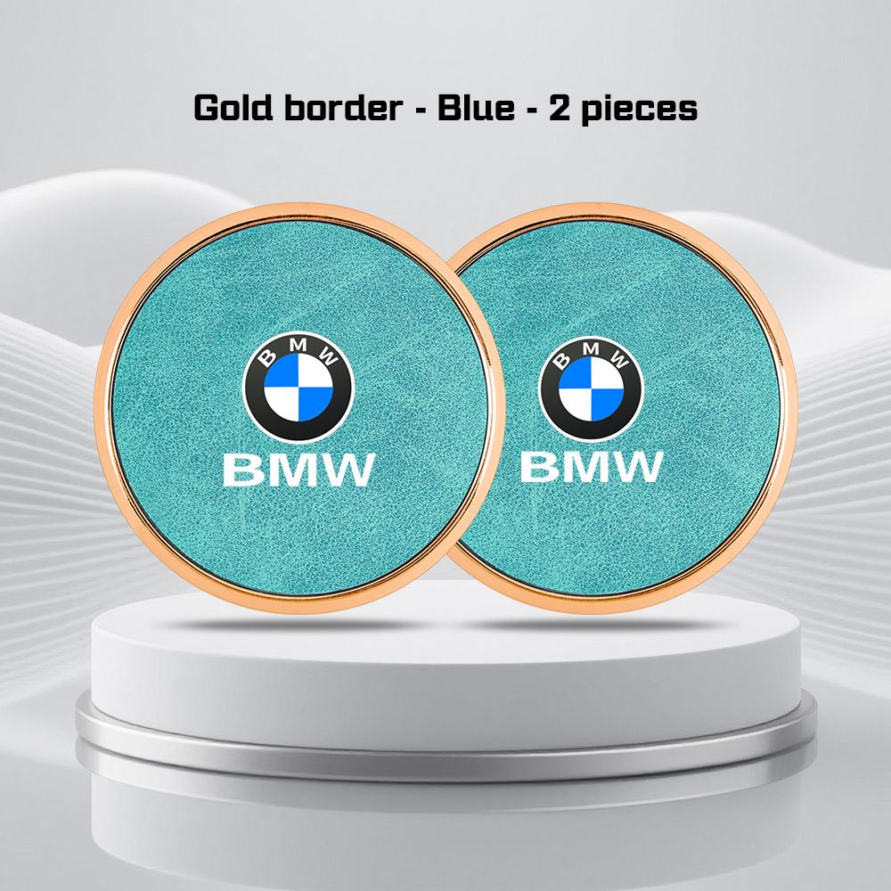 For BMW X1X2 X3 X5X4 X6 X7 1 3 5 7 Series F40 E90 G20 G30 i7 i8 2Pcs Leather Car Coaster Anti-slip Pad Water Cup Mat Accessories ulbn07