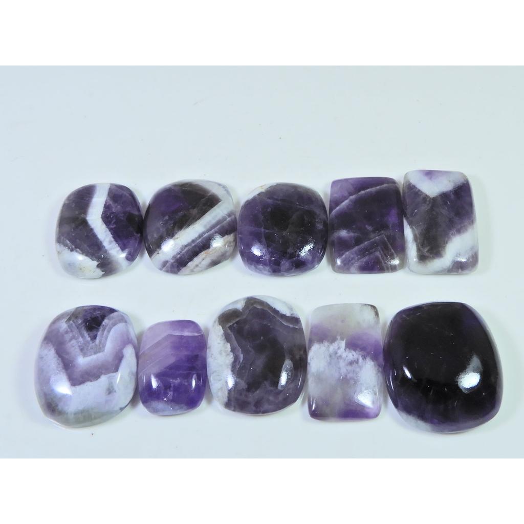 280Cts.Natural Amethyst Lace Agate Octagon Cabochon Loose Gemstone 10Pcs Lot C-800