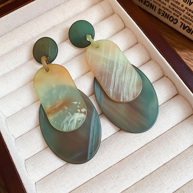 Серебряная игла акриловые геометрические серьги преувеличенные пусеты универсальные серьги дизайнерский стиль нишевые