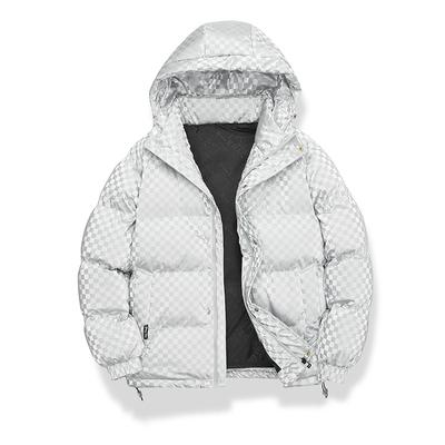 Winter New Checkerboard Bright Face Hooded Thick Youth Cotton-padded Jacket Couple Fashion Men's Cotton-padded Jacket