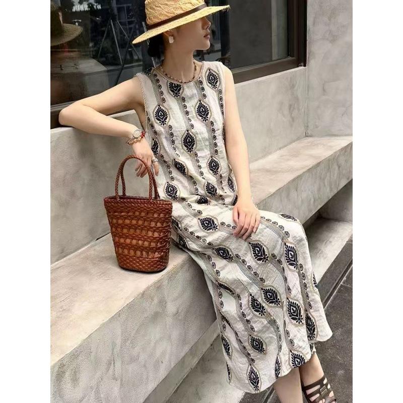 Cool-toned Lightly Luxurious Sophisticated Long Dress A Unique Exquisite and Stunning Printed Dress for Summer
