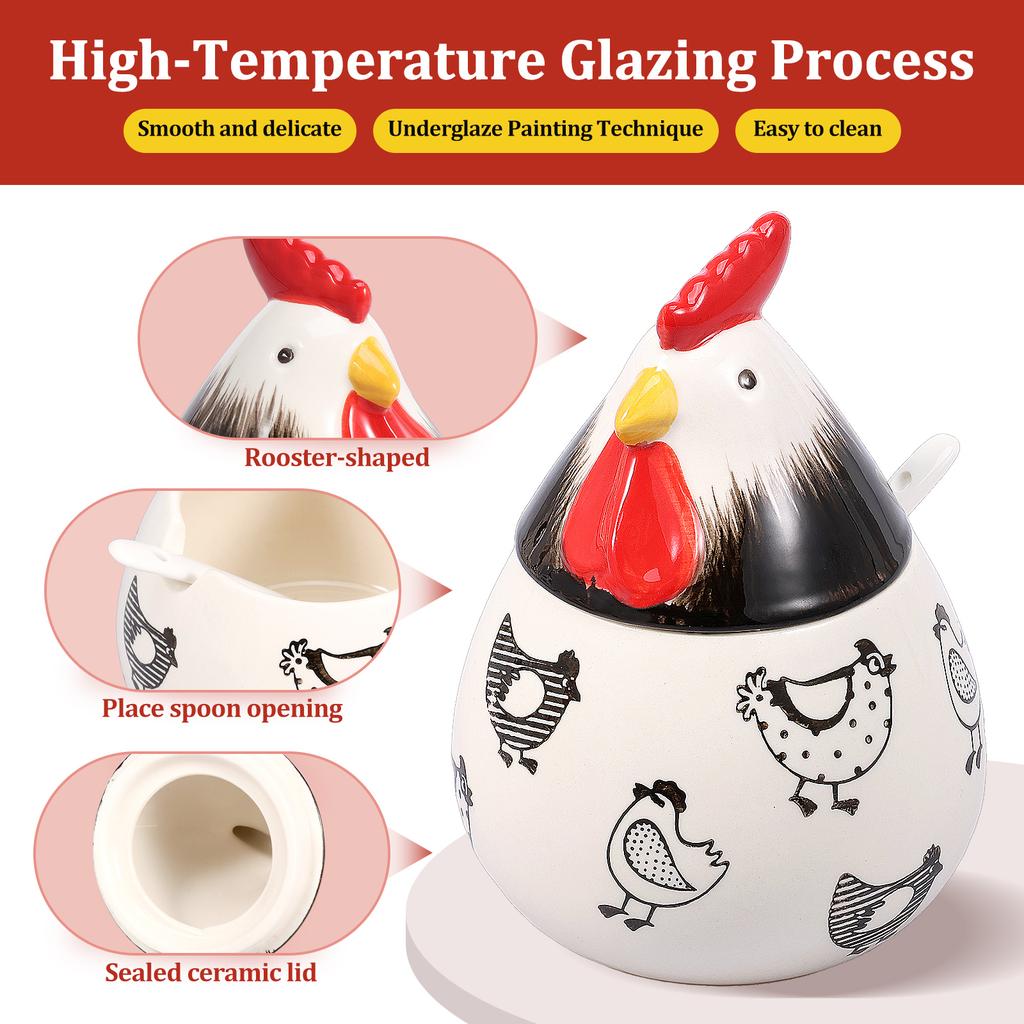 Salt Seasoning Jars Pepper Jar Ceramic Condiment Box Storage Pot Rooster Shape Spice Container Sugar Coffee Function Multi Bowls