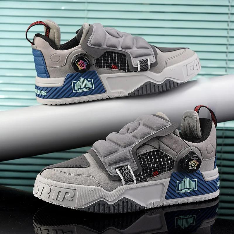 

2024 Latest Men s Thick soled Height Increasing Casual Skateboarding Shoes with Rotating Buckles for Youth Running Sports Shoes 39