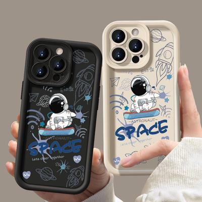 Astronaut Pattern Shockproof Case For Iphone 16 15 14 Pro Max Plus 13 12 Pro Max 11 Xr Xs X 8 7 Tpu Soft Lens Protection Phone Case Cover