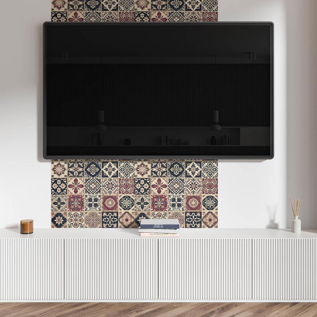 Decorative Vinyl Wall Panel with Print 100x50 Cm Mosaic Tile Patterns