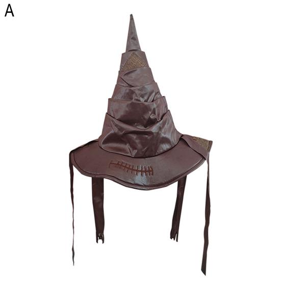 Women's Ruched Witch Hat Halloween Adult Wizard Costume for Masquerade Carnival Cosplay Party Accessory