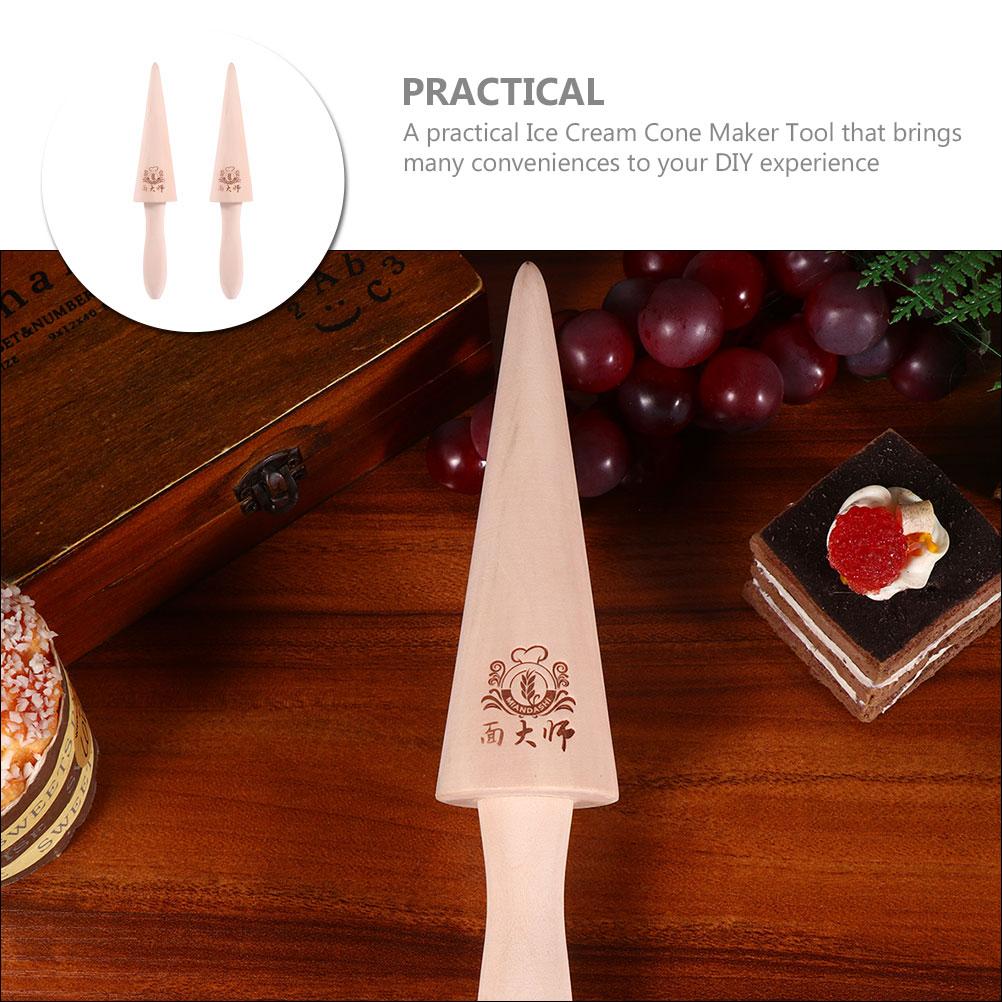 2 Pezzi Stampo per Coni Gelato Creami Coni Waffle Rullo Legno Preparazione Dessert Burro Crema