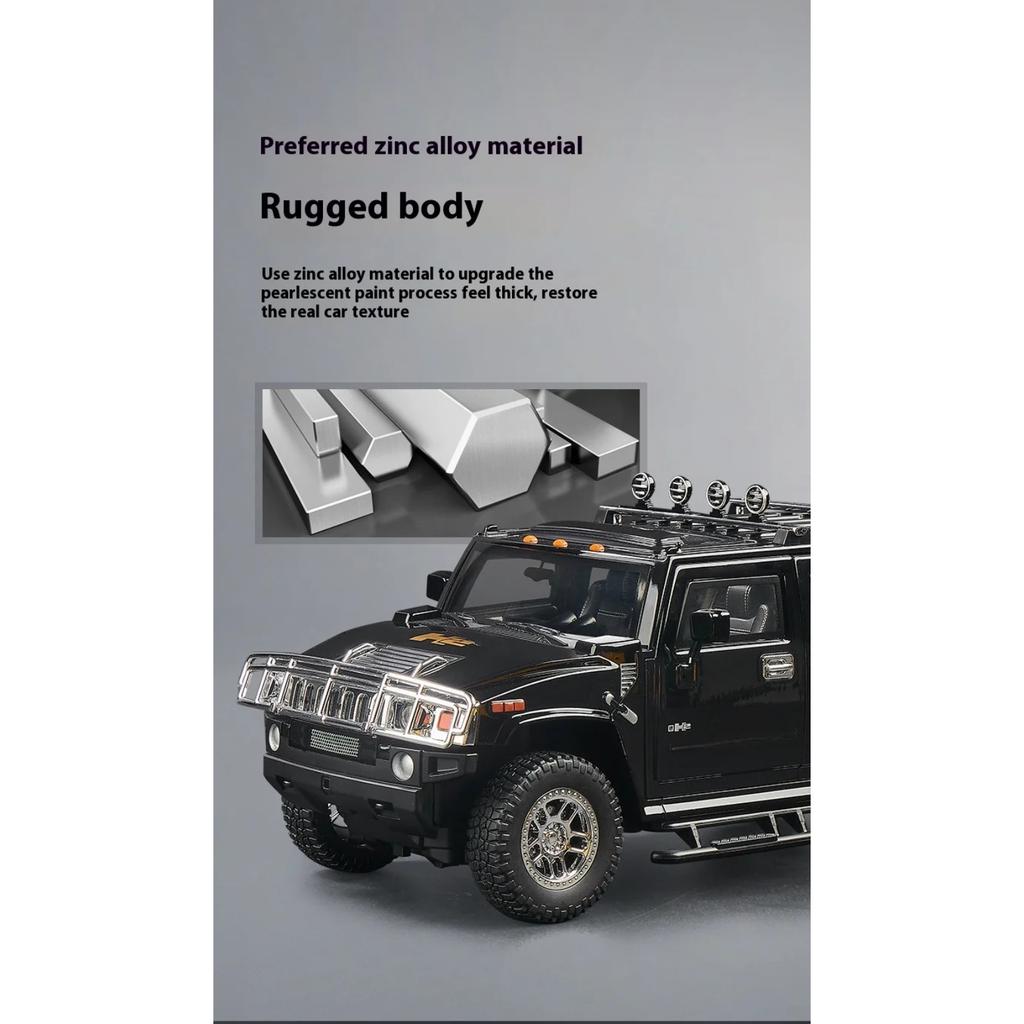 1/18 HUMMER H2 Highway 61 Off Road SUV Alloy Metal Diecast Model Car Home Trendy Desktop Display Ornament Birthday Gifts Present