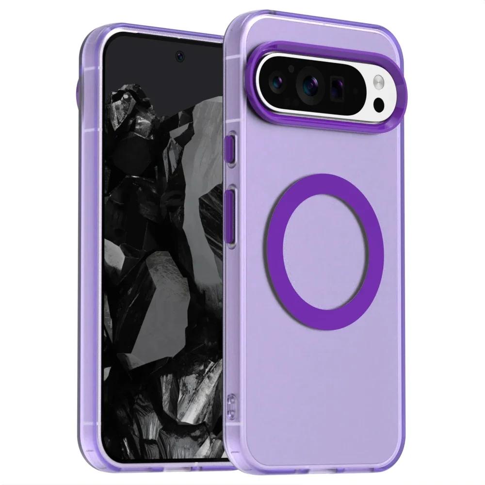 For Google Pixel 9 Pro XL 9A 8A  Matte Candy Color Clear Magnetic Cover For Google Pixel 8 Pro  For Magsafe Wireless Charge Case