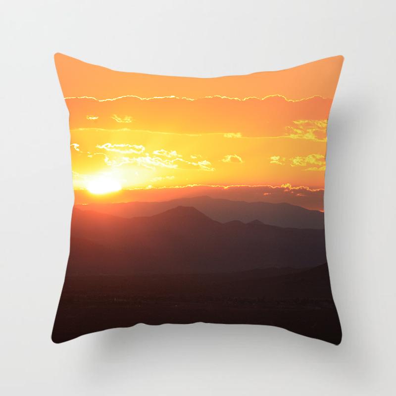Natural Landscape Sunset Scenery Pillow Cover Sofa Decoration Car Office Seat Cushion Cover Room Pillow Cover Home Decoration