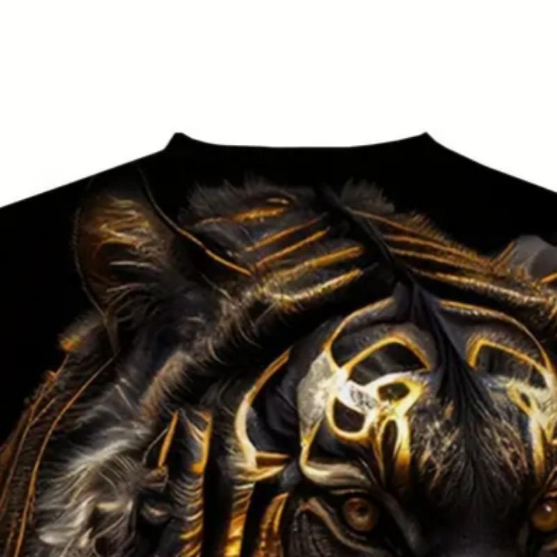 Summer Fashion Street Cool Short-sleeved 3D Digital Printed Gradient Lion Men's T-shirt