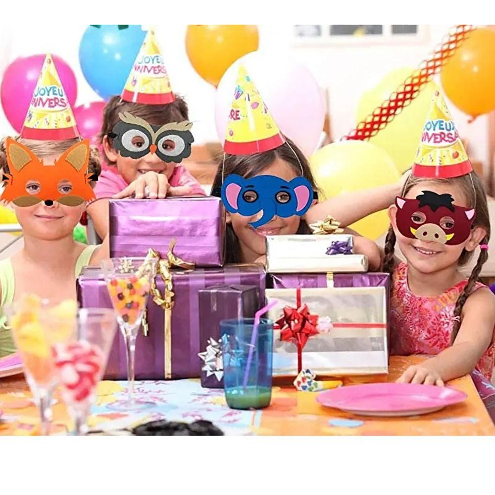 4Pcs Children's Day Gits Half Face Mask Children Gits Animal Cosplay Mask Jungle Theme Party