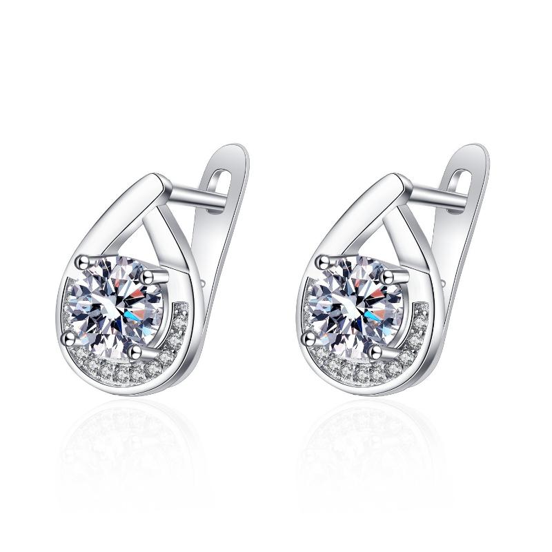 

New 925 Sterling Silver Earrings 2ct Morganite Luxury for Women Wedding Jewelry Elegant Female Accessories Fashion Gift Party серебряный