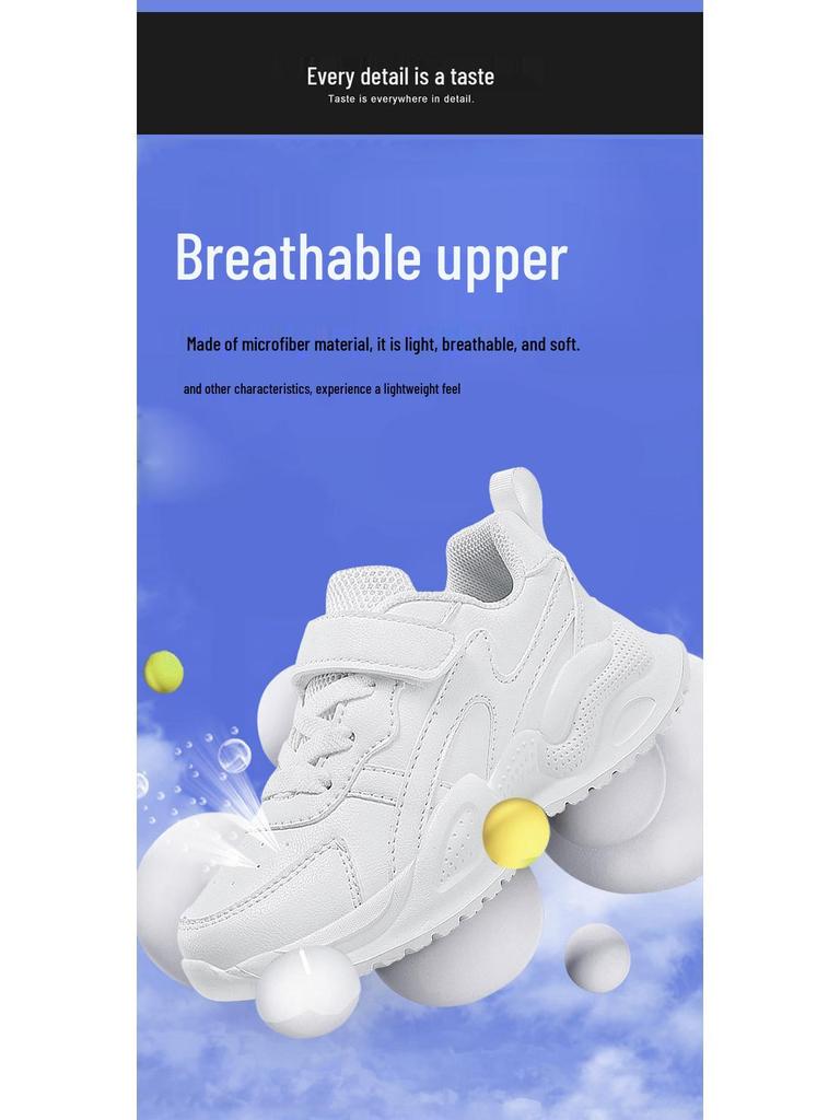 Kids' White Leather Sneakers: Casual, Solid Color, Campus Running Shoes In Stock for Middle and Big Kids