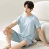 Men's Pajamas Short-Sleeve Tops Shorts MODAL COTTON Sleepwear Loungewear Students Two-Piece Plaid Solid Youth Nightwear Homewear