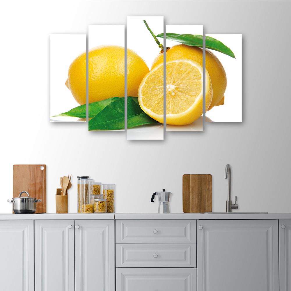 Five Piece Picture Canvas Print Fruits Lemons