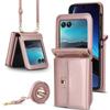 Geeignet für moto Razr 70 Handy-Lederhülle, faltbarer einfarbiger Rucksack, Samsung Z Flip8 Klapphülle mit Kartensteckplatz Hülle 6
