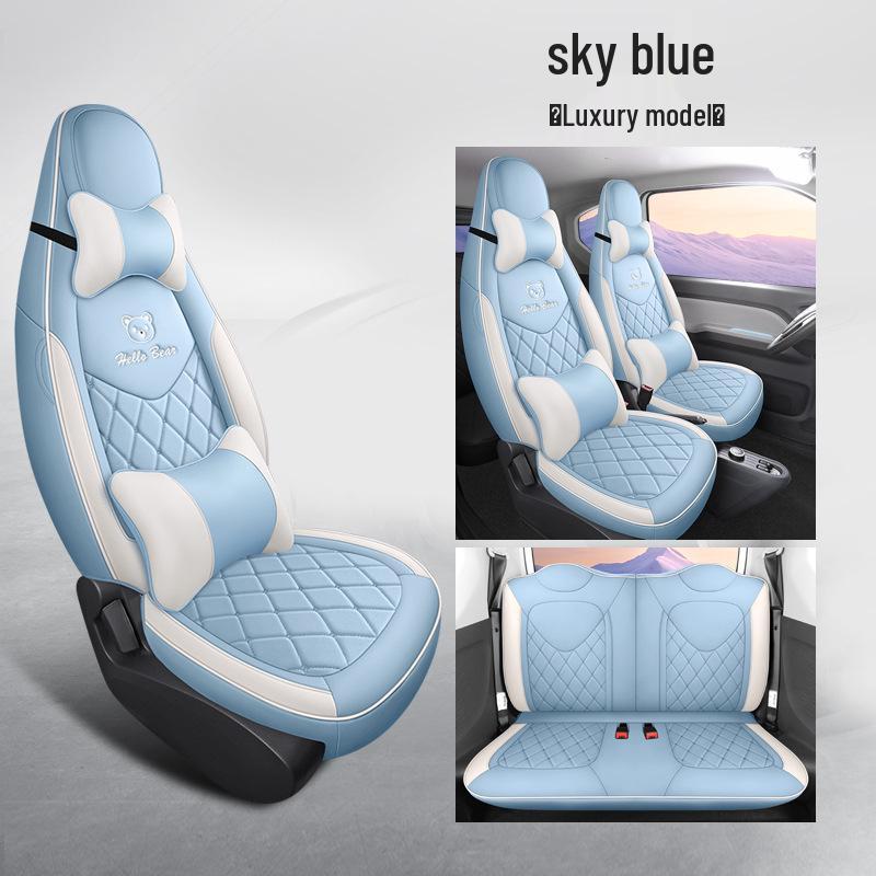 Wuling Mini Full Leather Cartoon Car Seat Cushion - Universal Fit, Four Seasons.