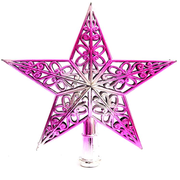 Multicolor 3D Hollowed-Out Star Christmas Tree Topper - Plastic Ornament