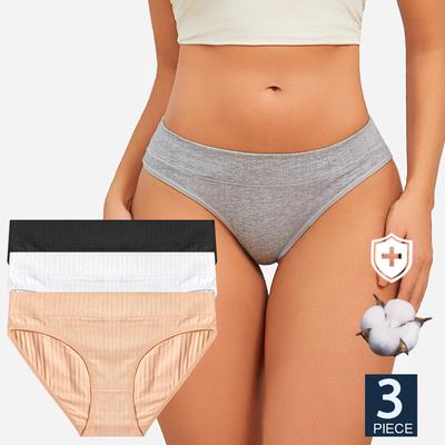 3 Piezas Braguitas de Algodón Mujer Ropa Interior Sin Costuras Color Sólido Comodidad Transpirable Calzoncillos de Cintura Baja Lencería Sexy S-L Íntimo