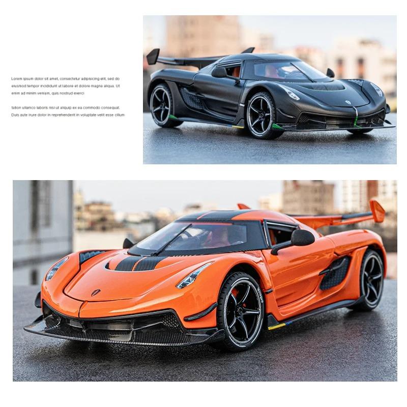 1/24 Koenigsegg Jesko Cool Sports Car Alloy Model, Rotor Door, Simulated Sound and Light, Restored Details, Exquisite Desktop Ornaments
