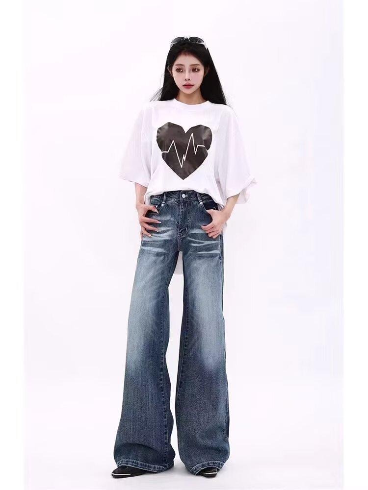 Women’s Retro Micro Flare Slimming Floor-Length Jeans for Spring/Autumn