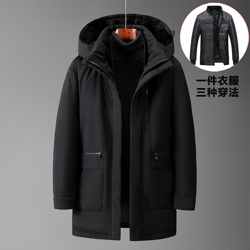

Removable new men s down jacket men s medium and long medium and old 405060-year-old jacket M