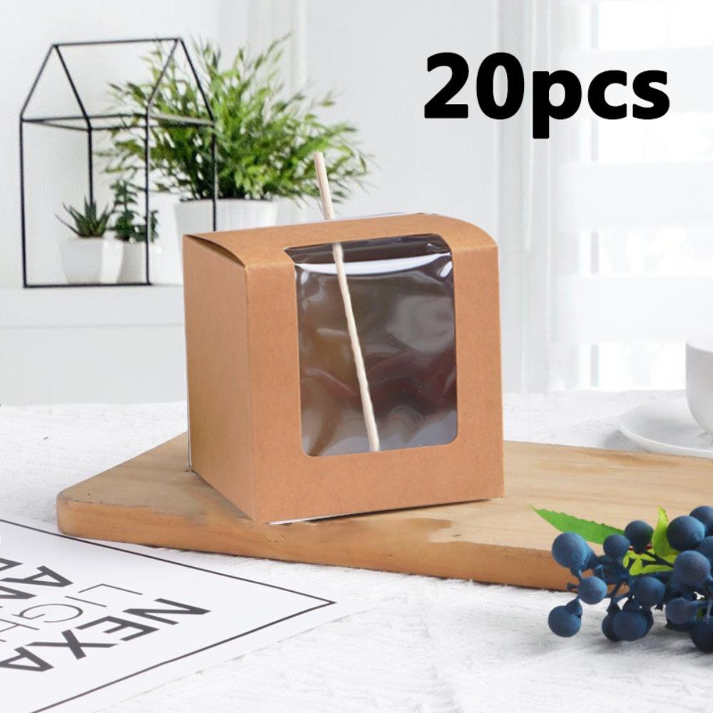 20 st Presentaskar med Hål Pappersgodisaskar med Klart Fönster Favoritaskar för Bröllopsfest Nyår Jubileum