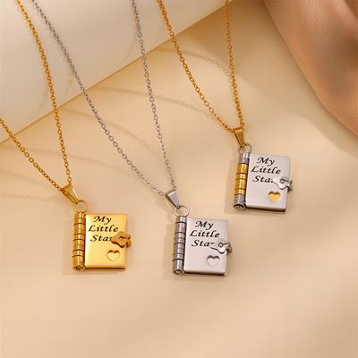 Book Necklace Woman - Stainless Steel Couple Necklace - Openable Pendant Titanium Love Letter Necklace