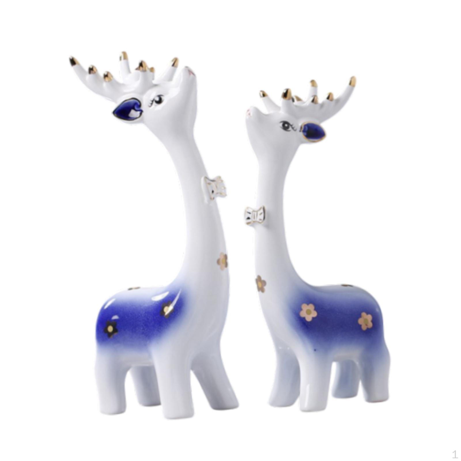 

2 Штуки Статуетки Оленів Скульптури Тварин Художні Вироби Декоративні Фігурки Настільні Прикраси для синій