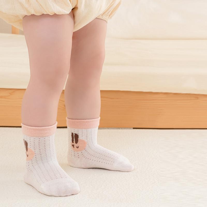 4Pairs/Set Kids Boy Girl Socks Thin Cotton Breathable Mesh Baby Socks Cartoon Soft Children's Socks Summer Home Toddler Baby Sock 0-8Y