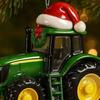 Yousheng Christmas Ornament Tractor Wearing Xmas Hat Charm Festive Hanging Decoration Holiday Seasonal Home Accent