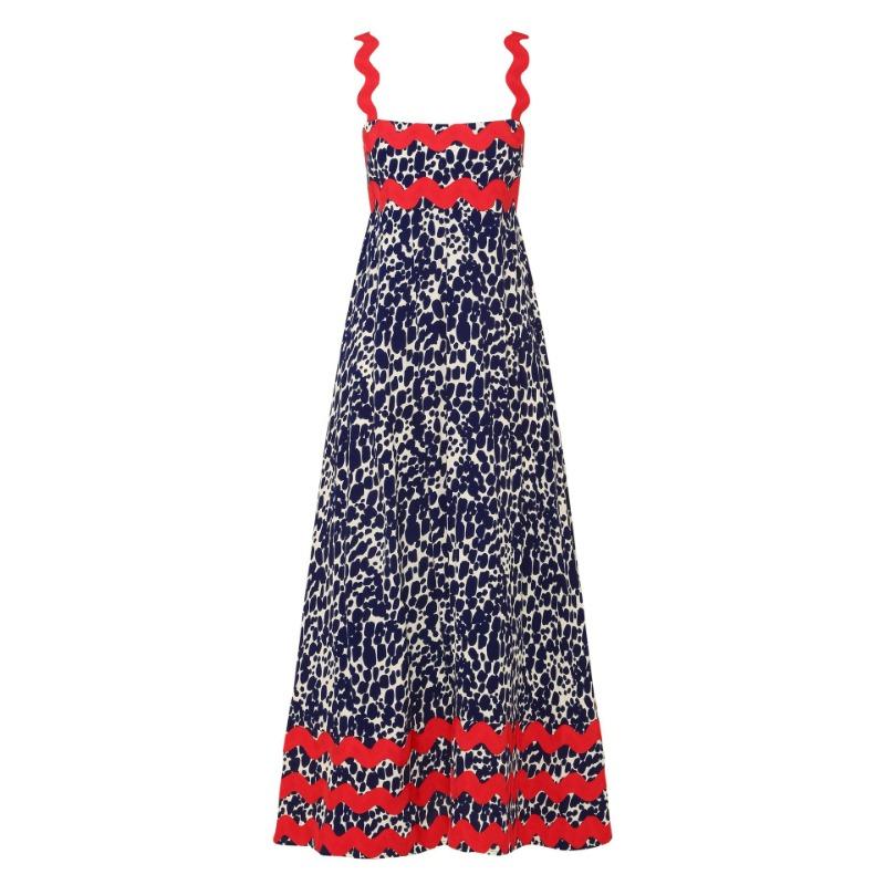 VEZFAA Women's Fashion Summer Spring Flower Pattern Print Sleeveless Suspenders High Waist Casual Dresses