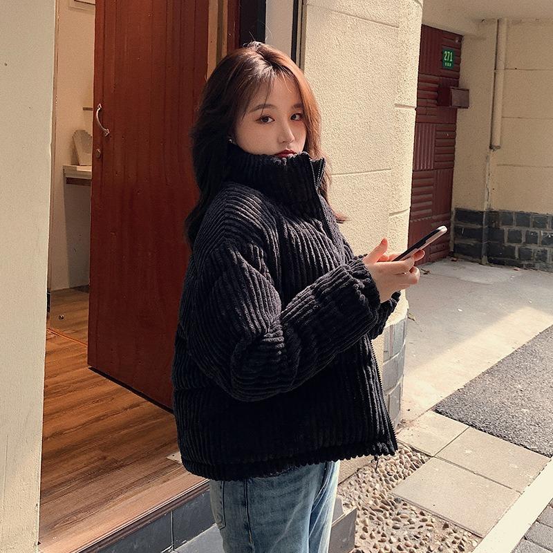 Loose Corduroy Padded Jacket Women Small Short Padded Jacket Female Warm Bread Cotton Coat