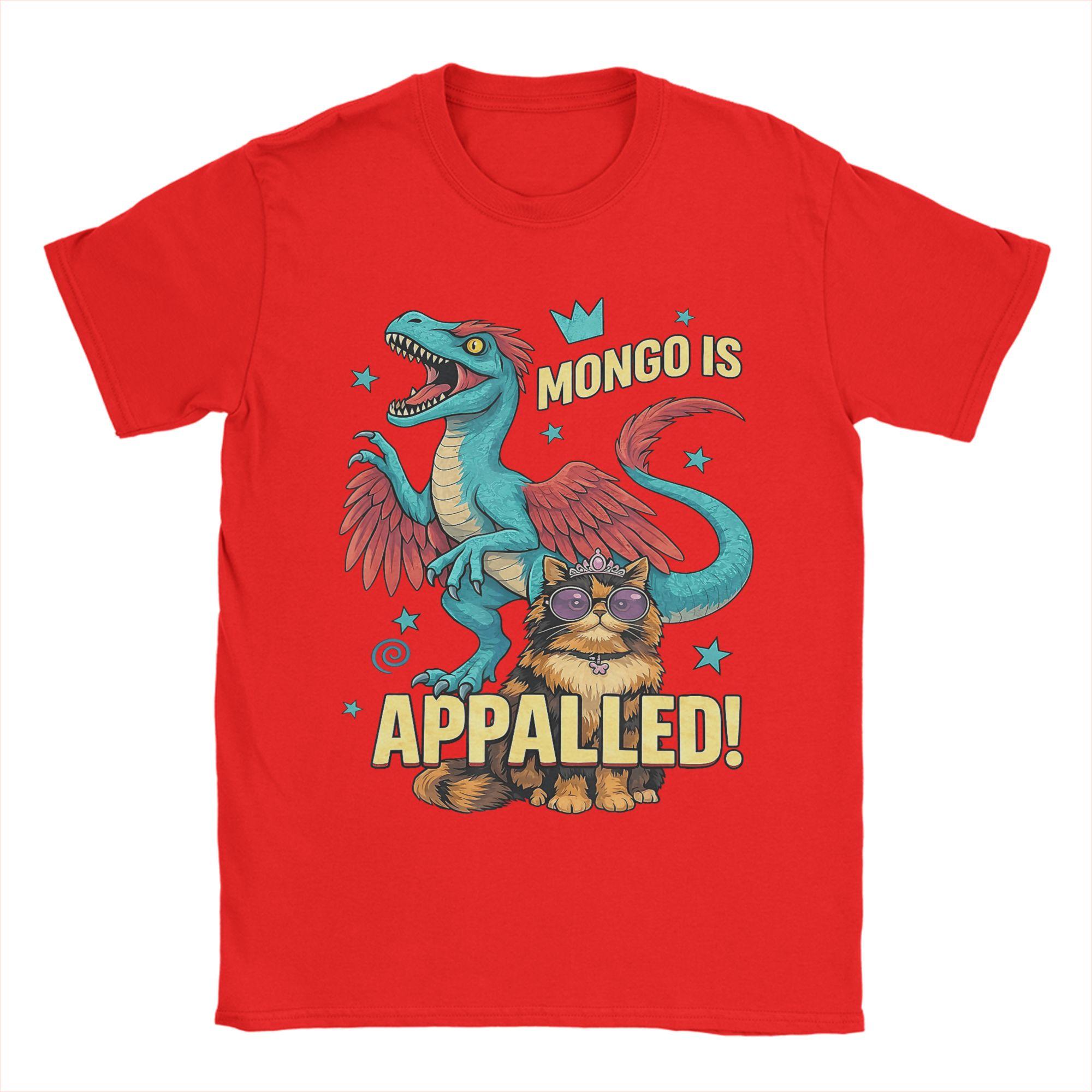 Funny Retro Mongo is Appalled Princess Cat Riding Dinosaur TShirt for Unisex O Neck 100 Cotton Birthday Present Tops S