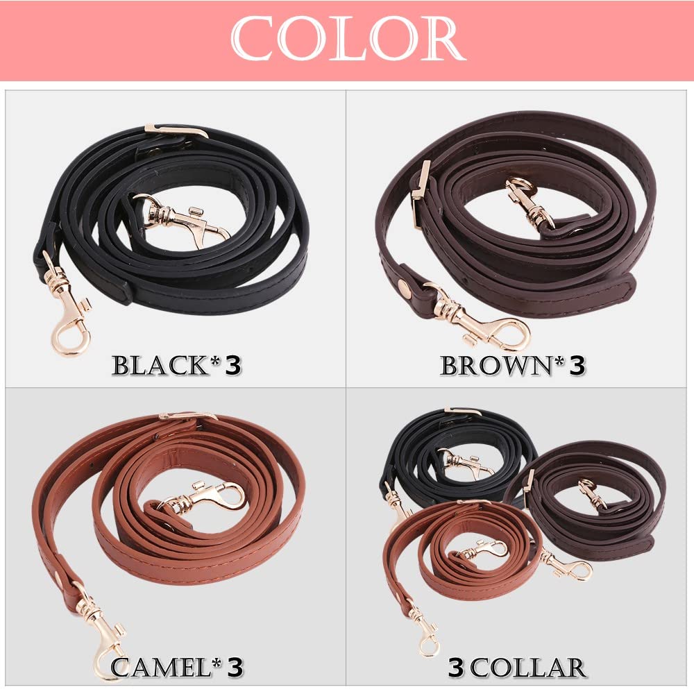 Rubonarie Shoulder Strap, PU Leather with Gold Hardware, 120cm, Set of 3 (3 Colors)