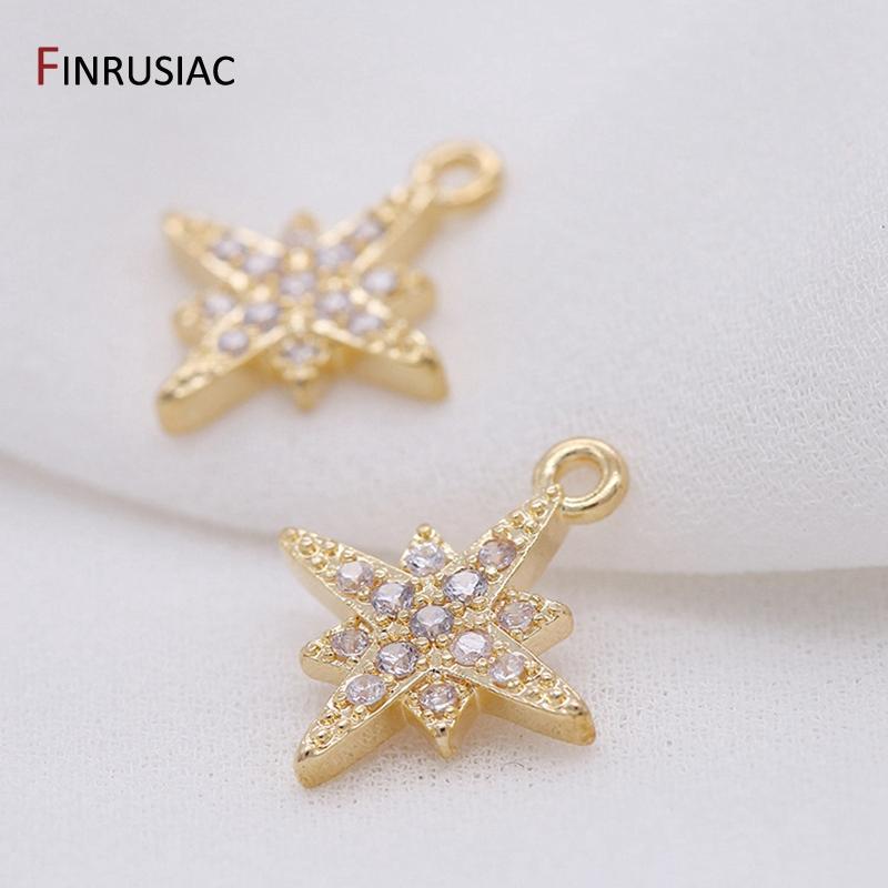 Gold Plated with Inlaid Zircon Small Star Charms Pendant For DIY Jewelry Making Handmade Bracelet Necklace Earrings Accessories