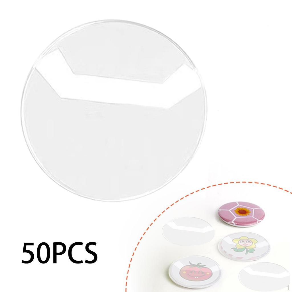 50 Pieces Covers Round Making Accessories for Buttons Anime Idol Card Sleeves Transparent PVC