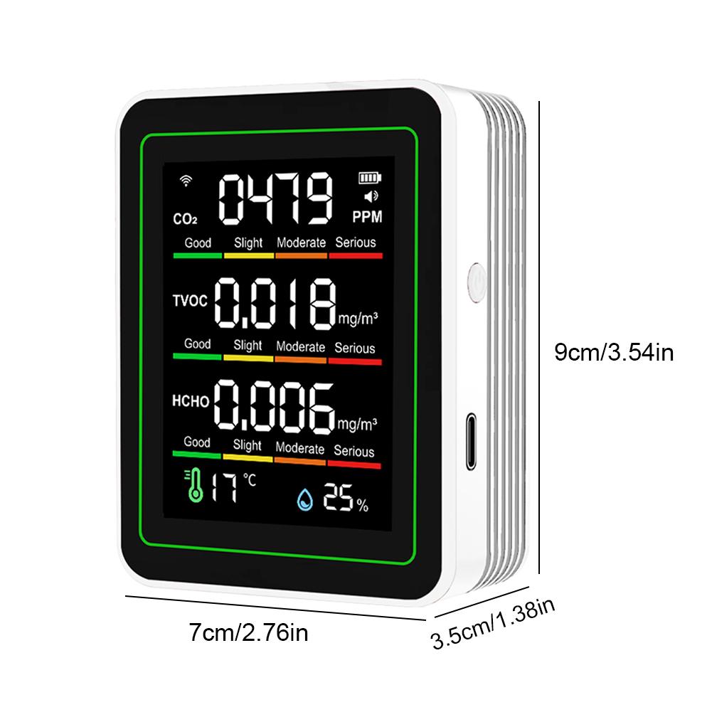 Smart Air Quality Monitor Temperature & Humidity Indoor WiFi Air Quality Detector Air Quality Tester for AQI CO2 PM2.5 HCHO