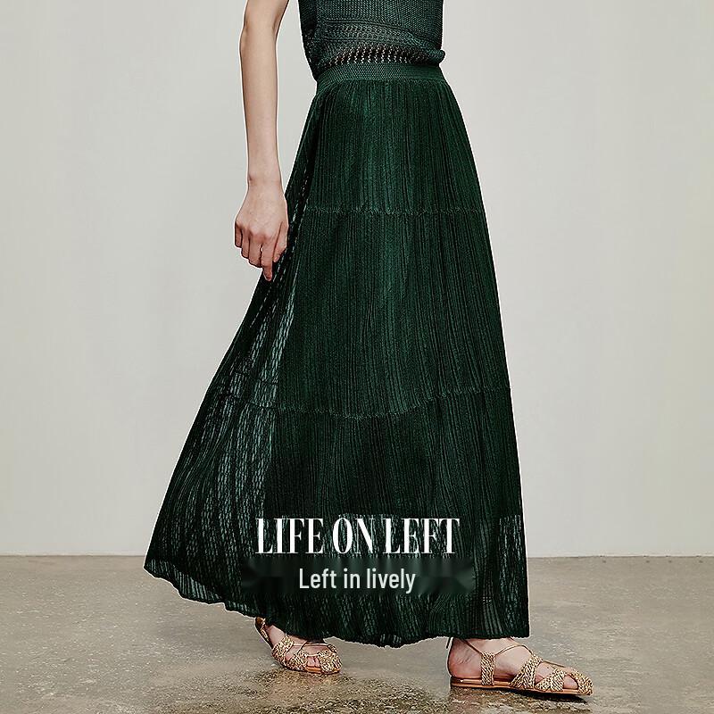 Women's Pleated Draped A-line Midi Skirt