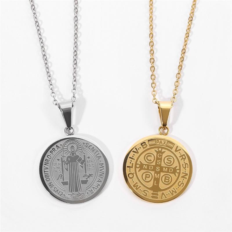 Trendy Brand Priest Faith Circle Brand Pendant Jewelry Men's Titanium Steel Necklace Women
